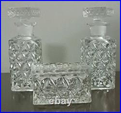 Vintage 1900's S. S. Pierce perfume bottles with stoppers and Trinket box