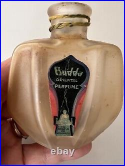 Vintage 1920's Bonheur Buddha Frosted Glass Oriental Perfume Bottle