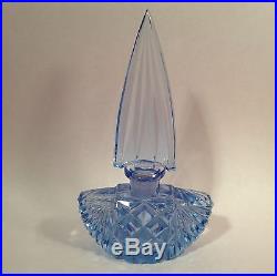 Vintage 1920's Czechoslovakia Blue Crystal Perfume Bottle, gl95