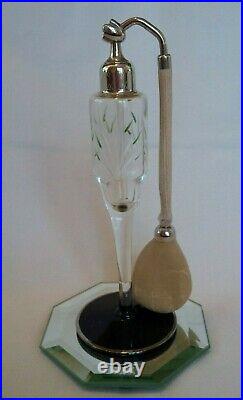 Vintage 1920's DeVilbiss Volupte Gironde Etched Glass Perfume Bottle Atomizer