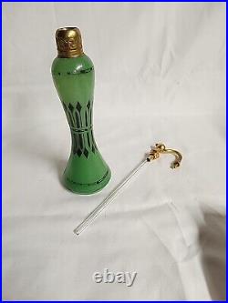 Vintage 1920's perfume Bottle Volupte Bottle Green RARE- MINT 6.75 Tall