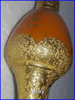 Vintage 1920s DeVilbiss Perfume Atomizer Bottle Acid Cut Orange Art Glass