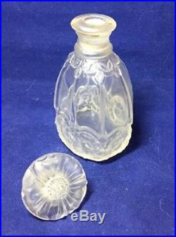 Vintage 1920s French Glass J Giraud Perfume Bottle Odorantis Floral Art Nouveau