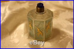 Vintage 1920s J. Viard France Golden Swallows octagonal Perfume Bottle rare