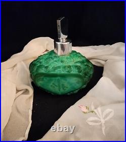 Vintage 1930's Art Deco Bohemian Czech Malachite Glass Perfume Bottle with Silve Vintage 1930's Art Deco Bohemian Czech Malachite Glass Perfume Bottle with Silve