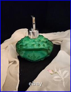 Vintage 1930's Art Deco Bohemian Czech Malachite Glass Perfume Bottle with Silve Vintage 1930's Art Deco Bohemian Czech Malachite Glass Perfume Bottle with Silve