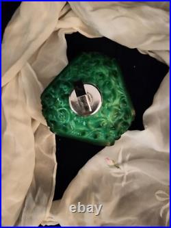 Vintage 1930's Art Deco Bohemian Czech Malachite Glass Perfume Bottle with Silve Vintage 1930's Art Deco Bohemian Czech Malachite Glass Perfume Bottle with Silve