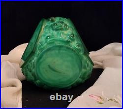 Vintage 1930's Art Deco Bohemian Czech Malachite Glass Perfume Bottle with Silve Vintage 1930's Art Deco Bohemian Czech Malachite Glass Perfume Bottle with Silve