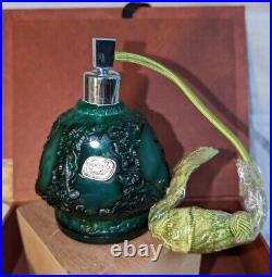 Vintage 1930s Art Deco Malachite Glass Perfume Bottle by Curt Schlevogt