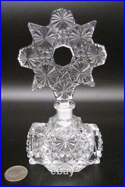 Vintage 1930s Art Deco Signed CZECH Crystal Cut Glass STAR 6.5 Perfume Bottle