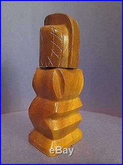 Vintage 1939 John Oya Tiki Idol Monkey Pod Wood Hawaiian Perfume Bottle Rare 5