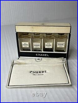 Vintage 1940's Boxed Set of 4 Coffret Chanel Mini Perfume Bottles No. 5 22 Seal