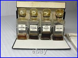 Vintage 1940's Boxed Set of 4 Coffret Chanel Mini Perfume Bottles No. 5 22 Seal