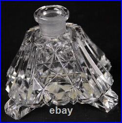 Vintage 1940's Czechoslovakia Cut Crystal Perfume Bottles Frosted Bellflowers