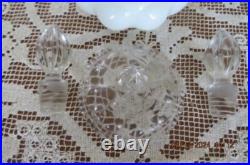 Vintage 1940's Fenton Silver Crest Melon Perfume Bottles & Powder w. Stoppers