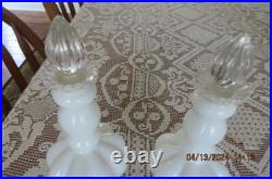 Vintage 1940's Fenton Silver Crest Melon Perfume Bottles & Powder w. Stoppers