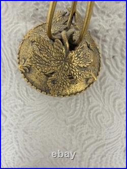 Vintage 1940s 2pc Hollywood Regency Globe 24K Gold Plated Floral Candle Holders