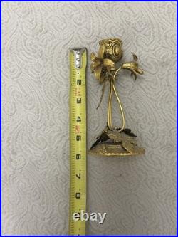 Vintage 1940s 2pc Hollywood Regency Globe 24K Gold Plated Floral Candle Holders