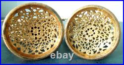 Vintage 1940s2pc Hollywood Regency Perfume Bottle Globe 24K Gold Plated Jeweled