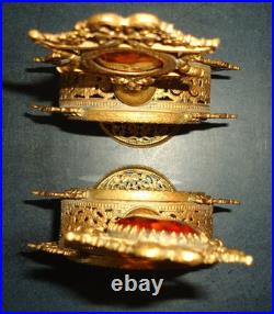 Vintage 1940s2pc Hollywood Regency Perfume Bottle Globe 24K Gold Plated Jeweled