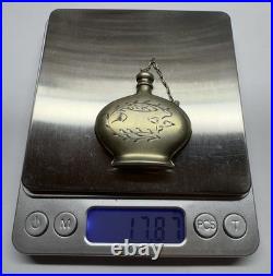 Vintage 1950s USSR Silver 875 Perfume Bottle Gilded Soviet Antique 17.9 g Russia