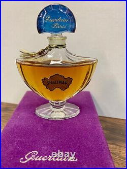 Vintage 1960's Shalimar Extrait New Old Stock Velvet Box 1 oz Blue Glass Stopper