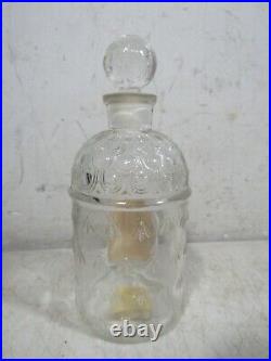 Vintage 1960s Guerlain Bee Embossed Glass Perfume Bottle Empty France