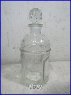 Vintage 1960s Guerlain Bee Embossed Glass Perfume Bottle Empty France