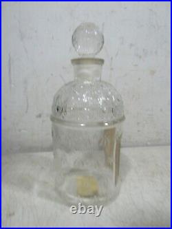 Vintage 1960s Guerlain Bee Embossed Glass Perfume Bottle Empty France