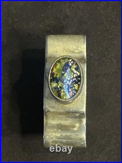 Vintage 1970 Taxco modernist perfume bottle 925 silver Crushed Opal Mexico