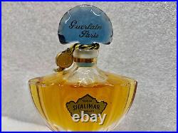 Vintage 1980's Shalimar Extrait Full Bottle 1/2 oz Blue Glass Stopper