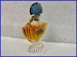 Vintage 1980's Shalimar Extrait Full Bottle 1/2 oz Blue Glass Stopper