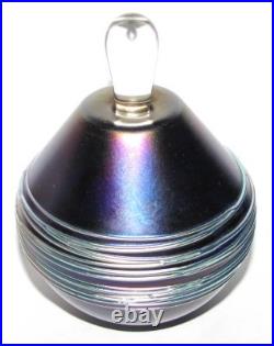 Vintage 1986 Robert Eickholt Purple Iridescent Art Glass Perfume Bottle