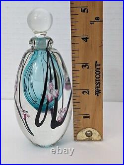 Vintage 1992 Roger Gandelman Pink Flower Perfume Art Glass Bottle