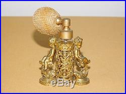 Vintage 3 High Brass Perfume Cherubs Spray Bottle