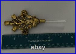 Vintage 3 Panel Beveled Amber Glass Ormolu Gold Filigree Perfume Bottle Cherubs