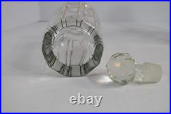 Vintage 3 Pc Glass Vanity Set Perfume Bottles Powder Jar Gold Trim Stoppers