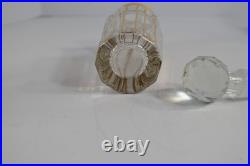 Vintage 3 Pc Glass Vanity Set Perfume Bottles Powder Jar Gold Trim Stoppers