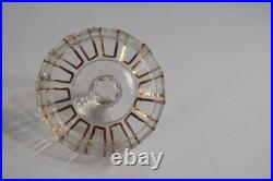 Vintage 3 Pc Glass Vanity Set Perfume Bottles Powder Jar Gold Trim Stoppers