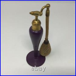 Vintage 30's De vilbiss purpure glass and gold perfume bottle