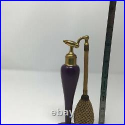 Vintage 30's De vilbiss purpure glass and gold perfume bottle