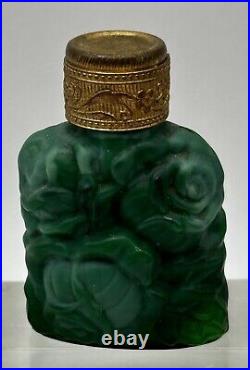 Vintage 3X GROUP Czech Bohemian Perfume Bottle Malachite Slag Glass