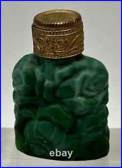 Vintage 3X GROUP Czech Bohemian Perfume Bottle Malachite Slag Glass