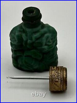 Vintage 3X GROUP Czech Bohemian Perfume Bottle Malachite Slag Glass