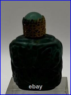 Vintage 3X GROUP Czech Bohemian Perfume Bottle Malachite Slag Glass