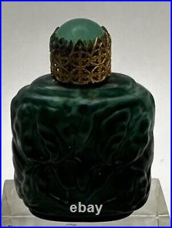 Vintage 3X GROUP Czech Bohemian Perfume Bottle Malachite Slag Glass