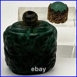 Vintage 3X GROUP Czech Bohemian Perfume Bottle Malachite Slag Glass