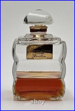 Vintage 40s Perfume Revillon Fluide Amou Daria Cube Glass Bottle Paris No Chips