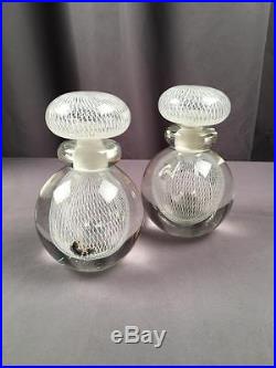 Vintage 50's Venini Matching White Swirl Ladies Heavy Statement Perfume Bottles