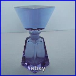 Vintage 6 In Lavender Blue Neodymium Glass Faceted Perfume Bottle & Stopper